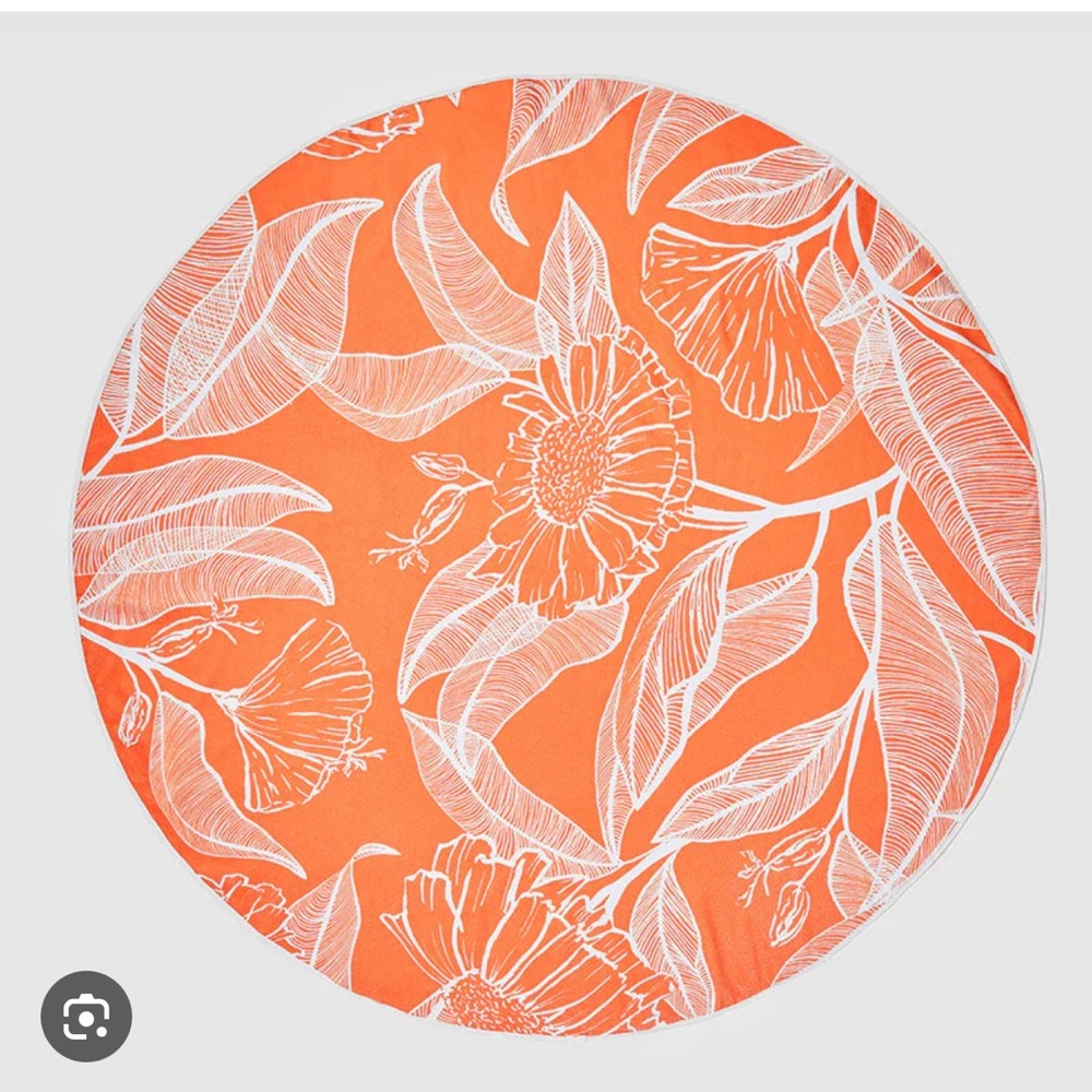 NWT 60” Summer & Rose Orange Floral Roundie Towel Beach Vacation Swim Summer